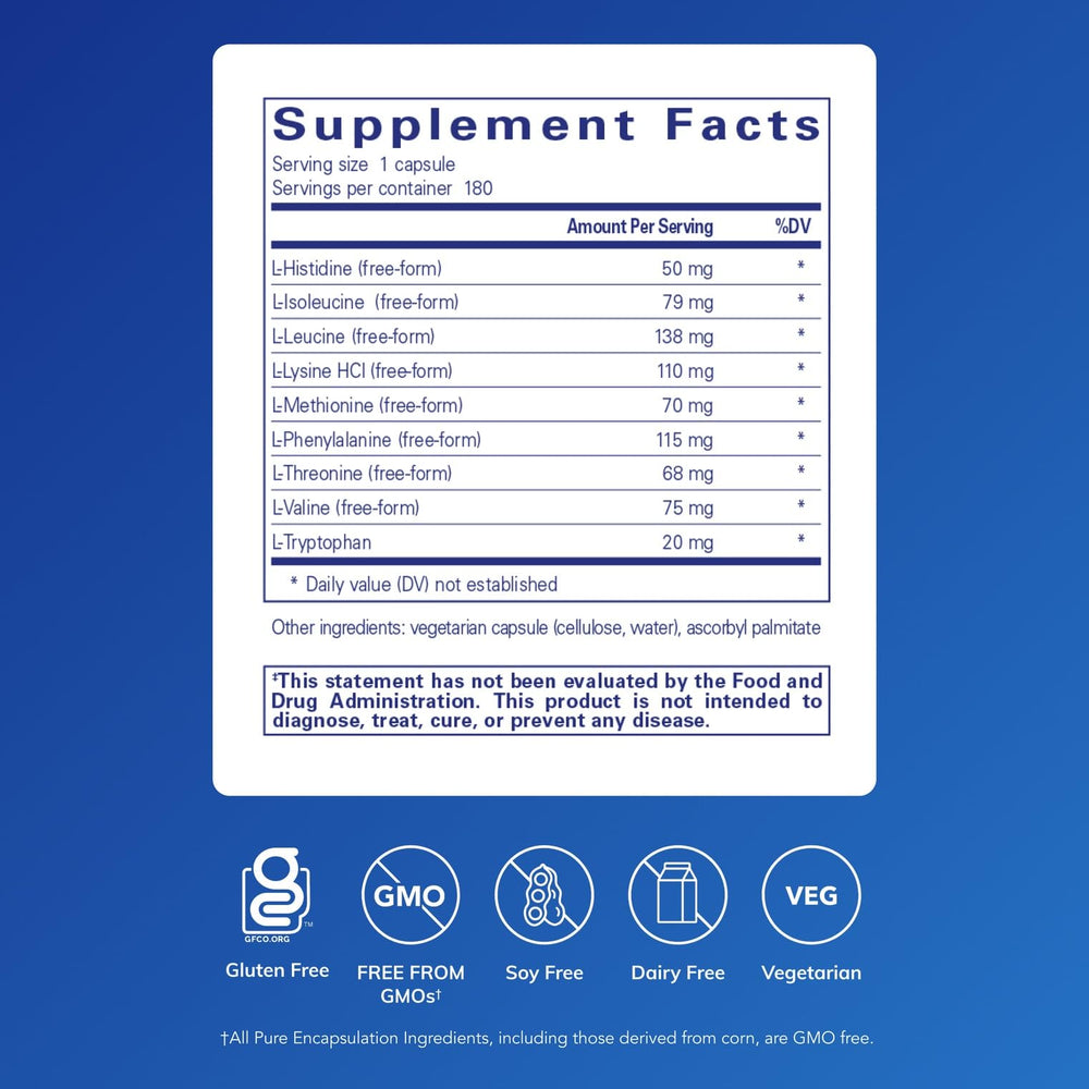 Label close-up: Essential Amino Acids - Pure Encapsulations