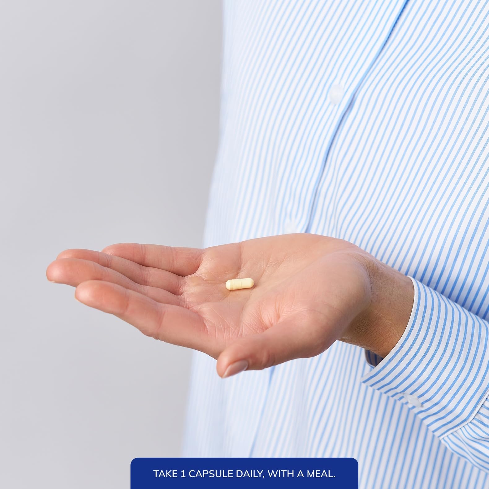 Bottle with capsules – front view