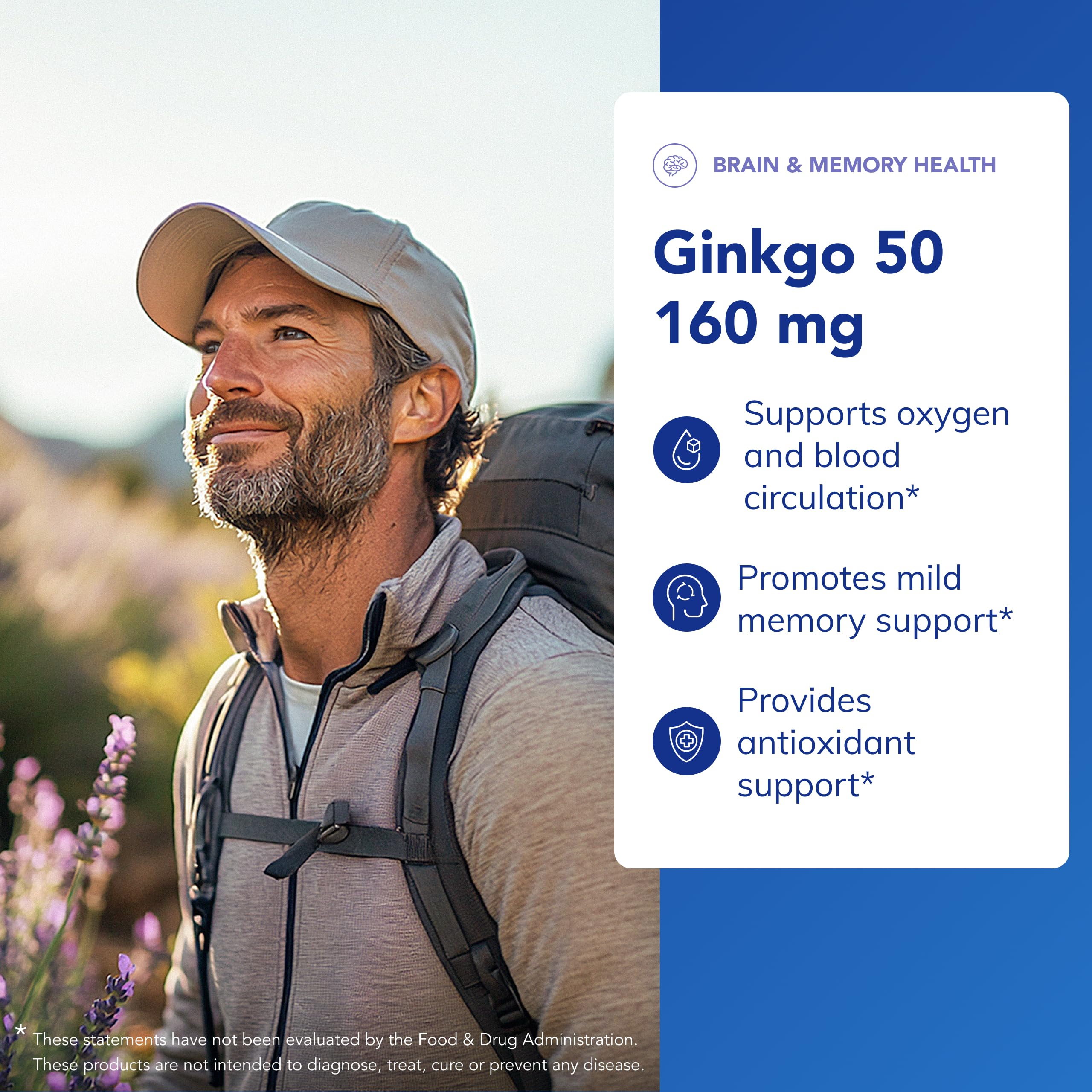 Supplement facts panel for Pure Encapsulations Ginkgo 50 160 mg