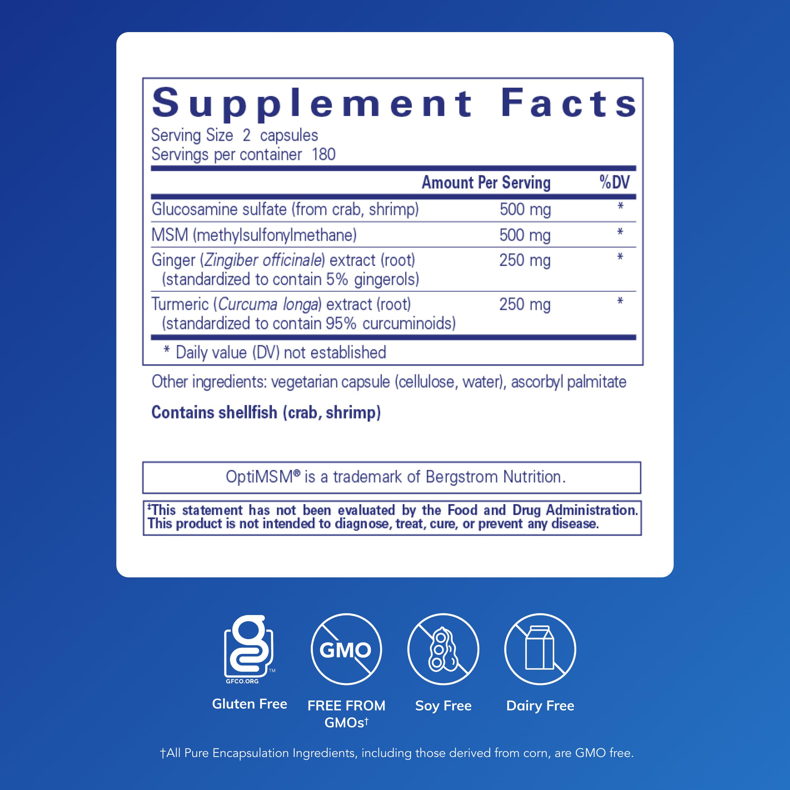 Pure Encapsulations Glucosamine MSM capsules for daily mobility support
