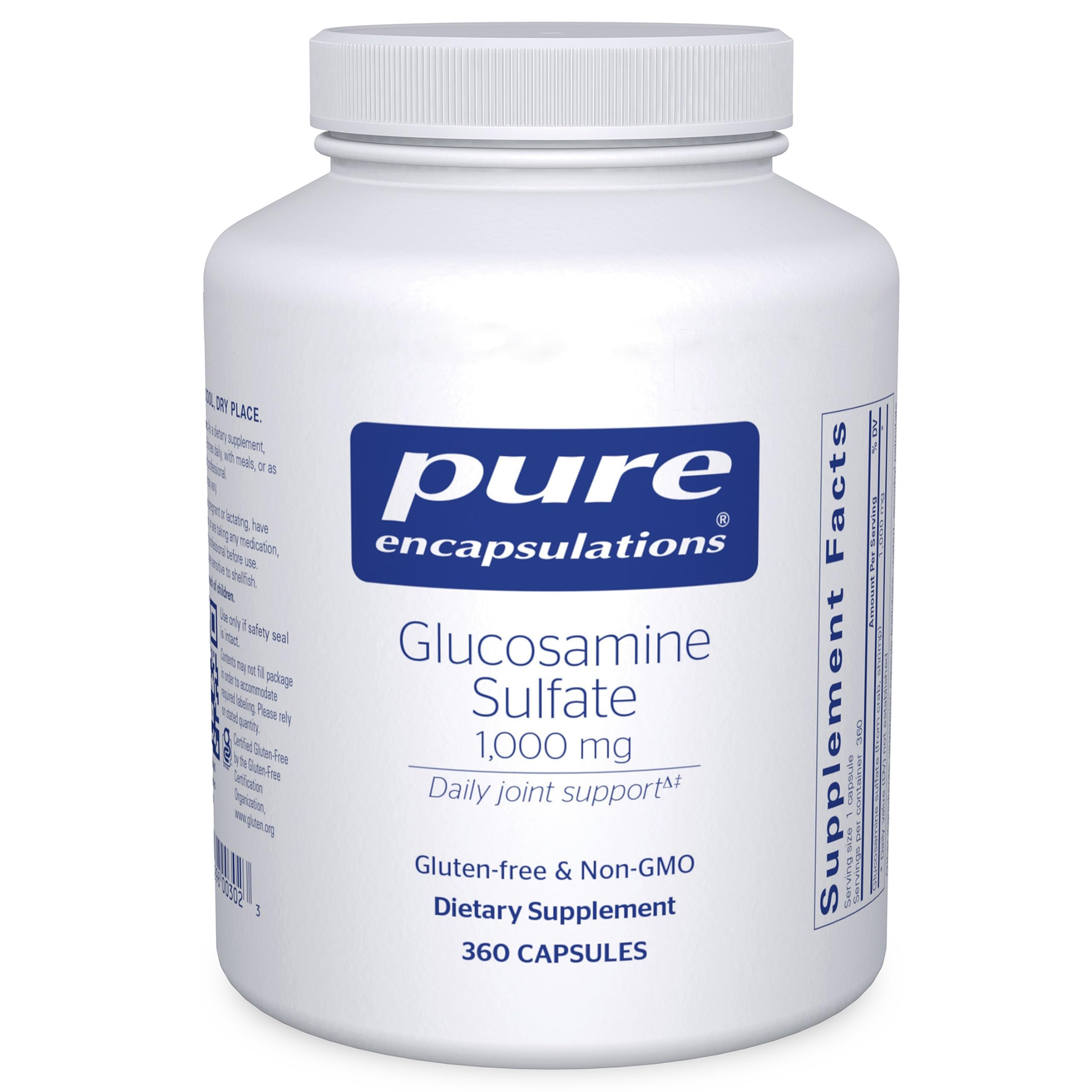 Bottle label: Pure Encapsulations Glucosamine Sulfate 1000 mg