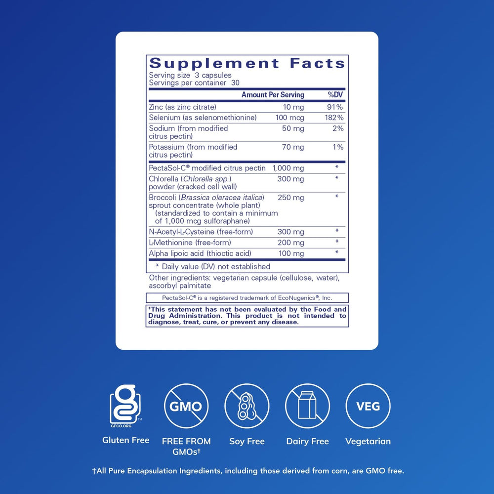 Pure Encapsulations HM Complex capsules shown for daily detox support.