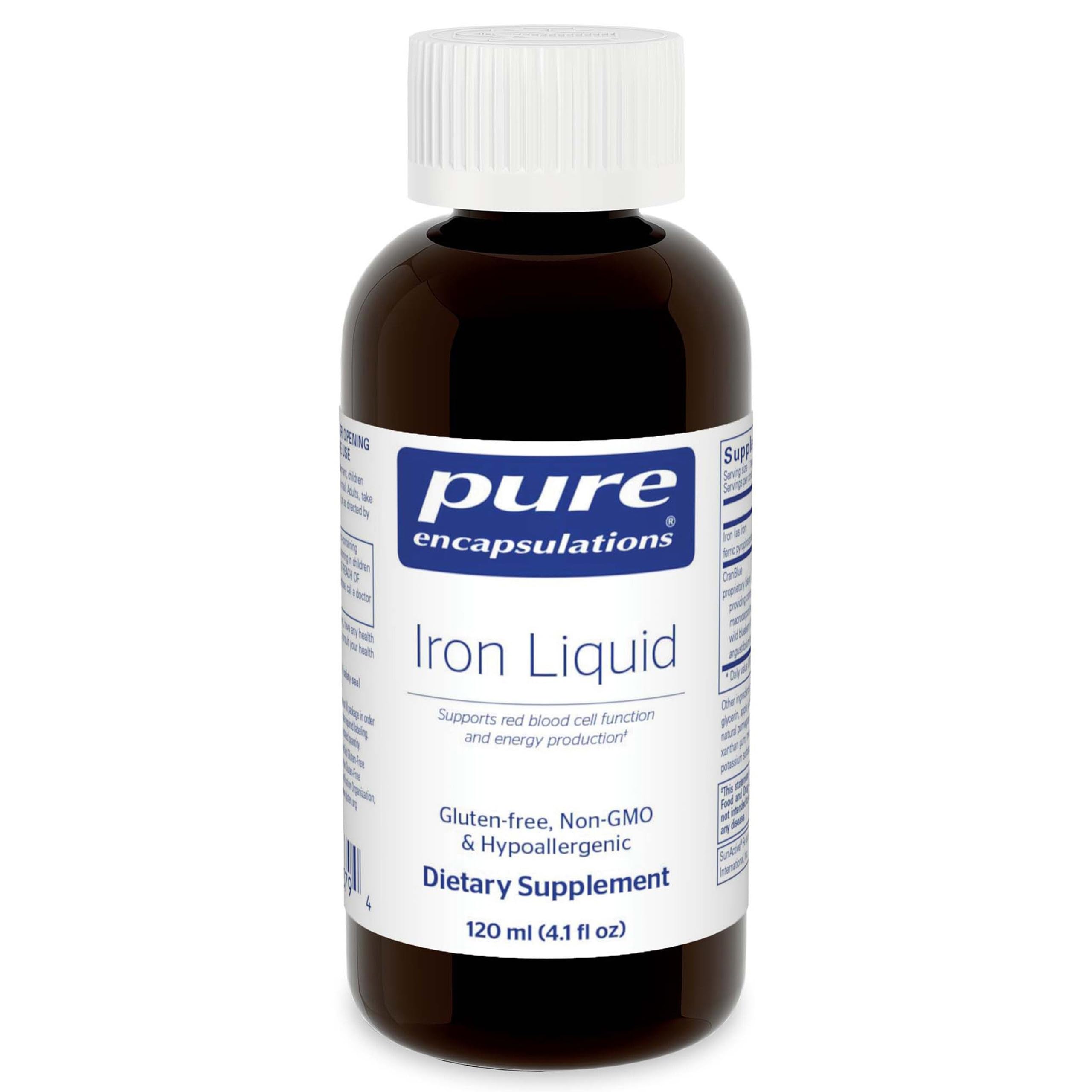 Bottle of Pure Encapsulations Iron Liquid hypoallergenic supplement