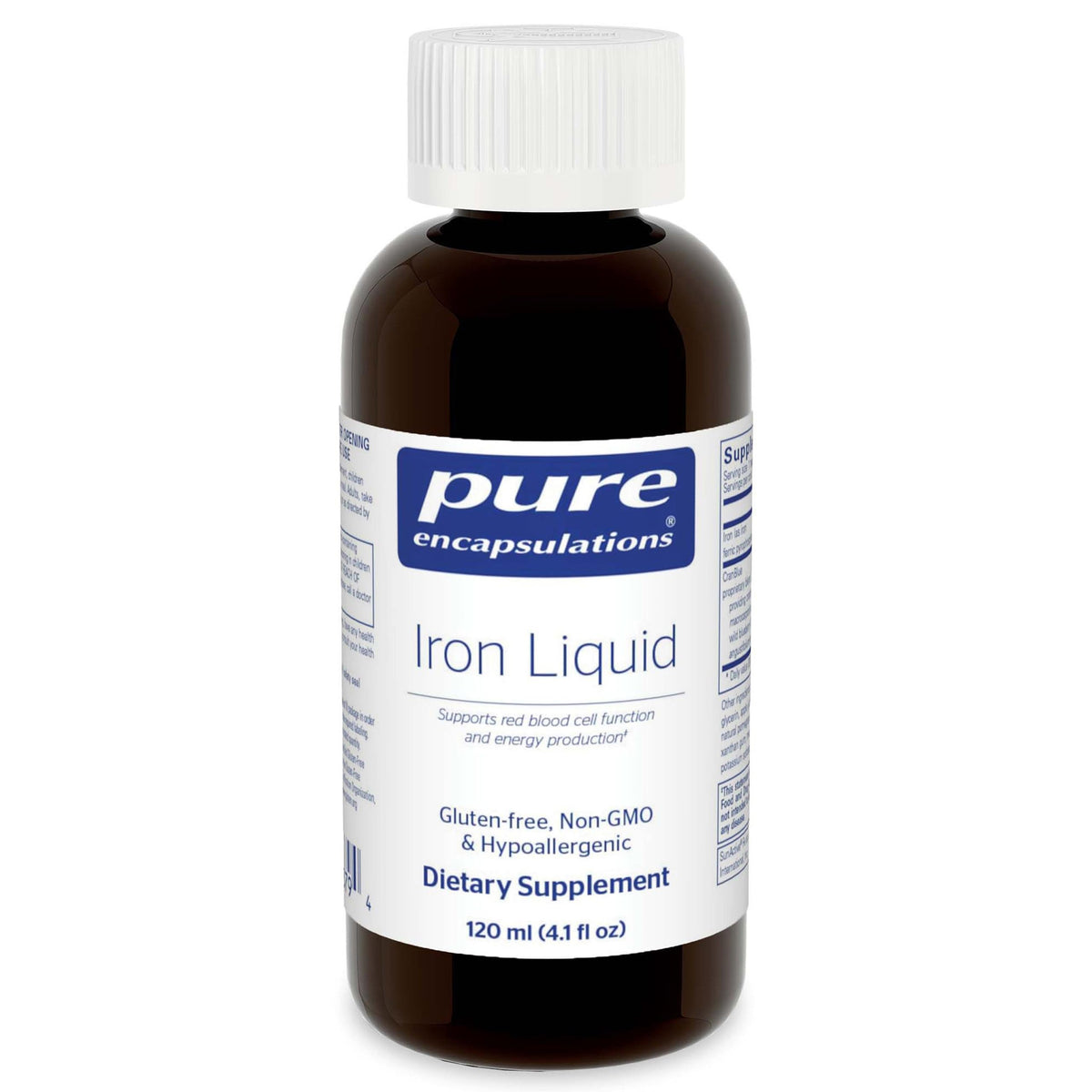 Bottle of Pure Encapsulations Iron Liquid hypoallergenic supplement