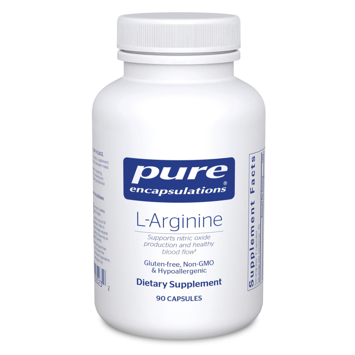 Bottle of Pure Encapsulations L-Arginine 1,400 mg 90 capsules