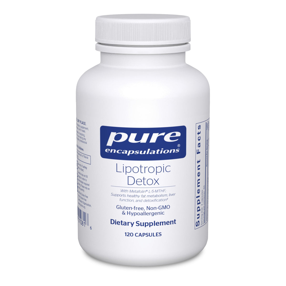 Pure Encapsulations Lipotropic Detox bottle may support hepatic metabolism