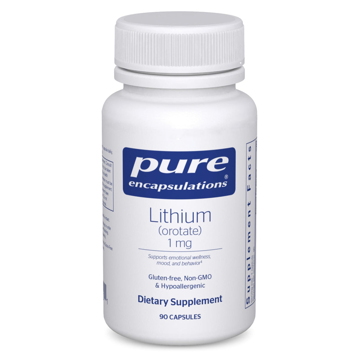 Bottle of Pure Encapsulations Lithium Orotate 1 mg