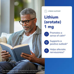 Pure Encapsulations Lithium Orotate 1 mg bottle on white