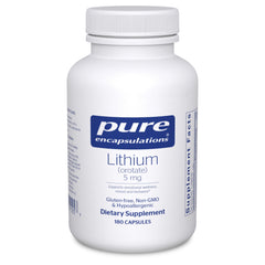 Bottle of Pure Encapsulations Lithium Orotate 5 mg with NAC