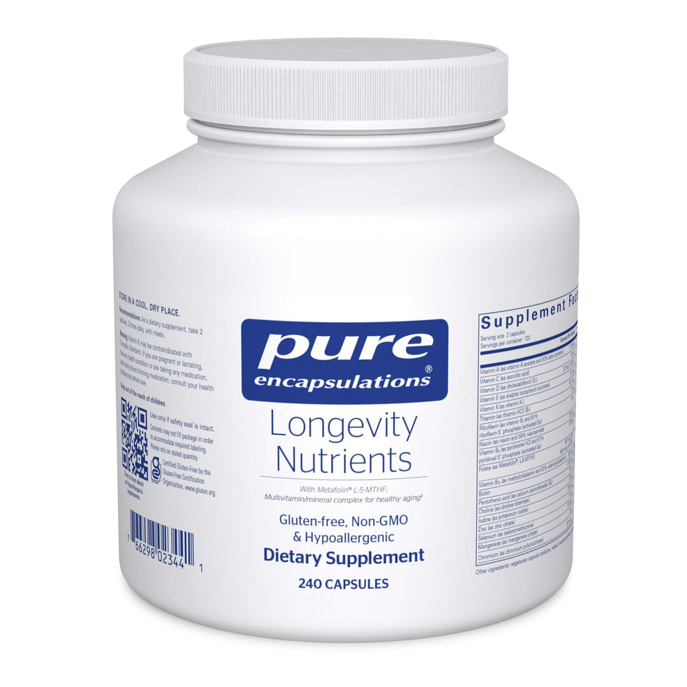 Pure Encapsulations Longevity Nutrients hero image with 240 capsules