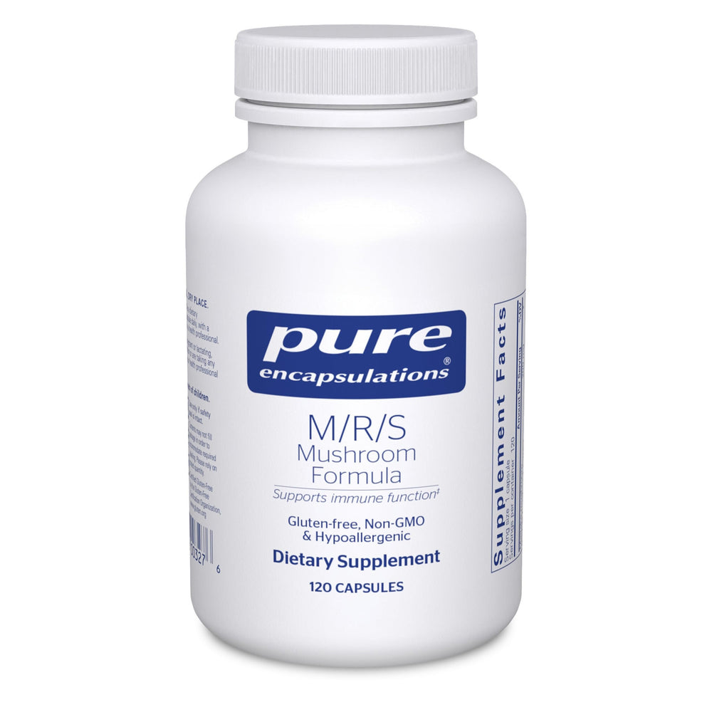 Pure Encapsulations M/R/S Mushroom Formula bottle for immune support and everyday wellness.