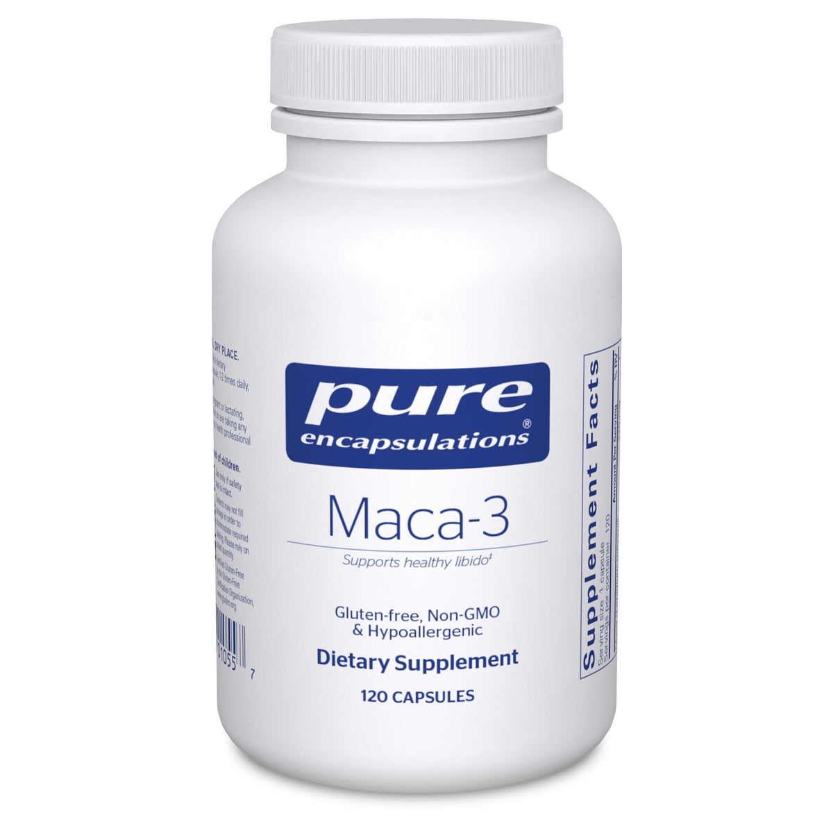 Pure Encapsulations Maca-3 bottle on a white background