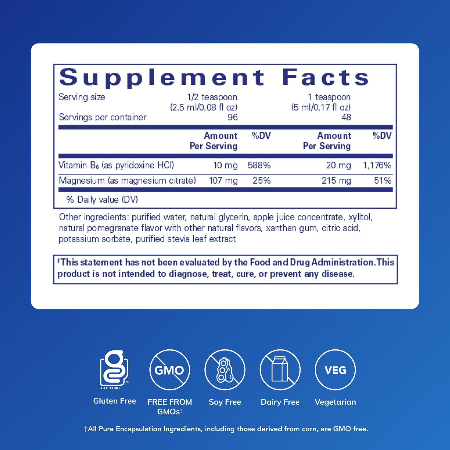 Close-up of the Magnesium Liquid label on the Pure Encapsulations bottle