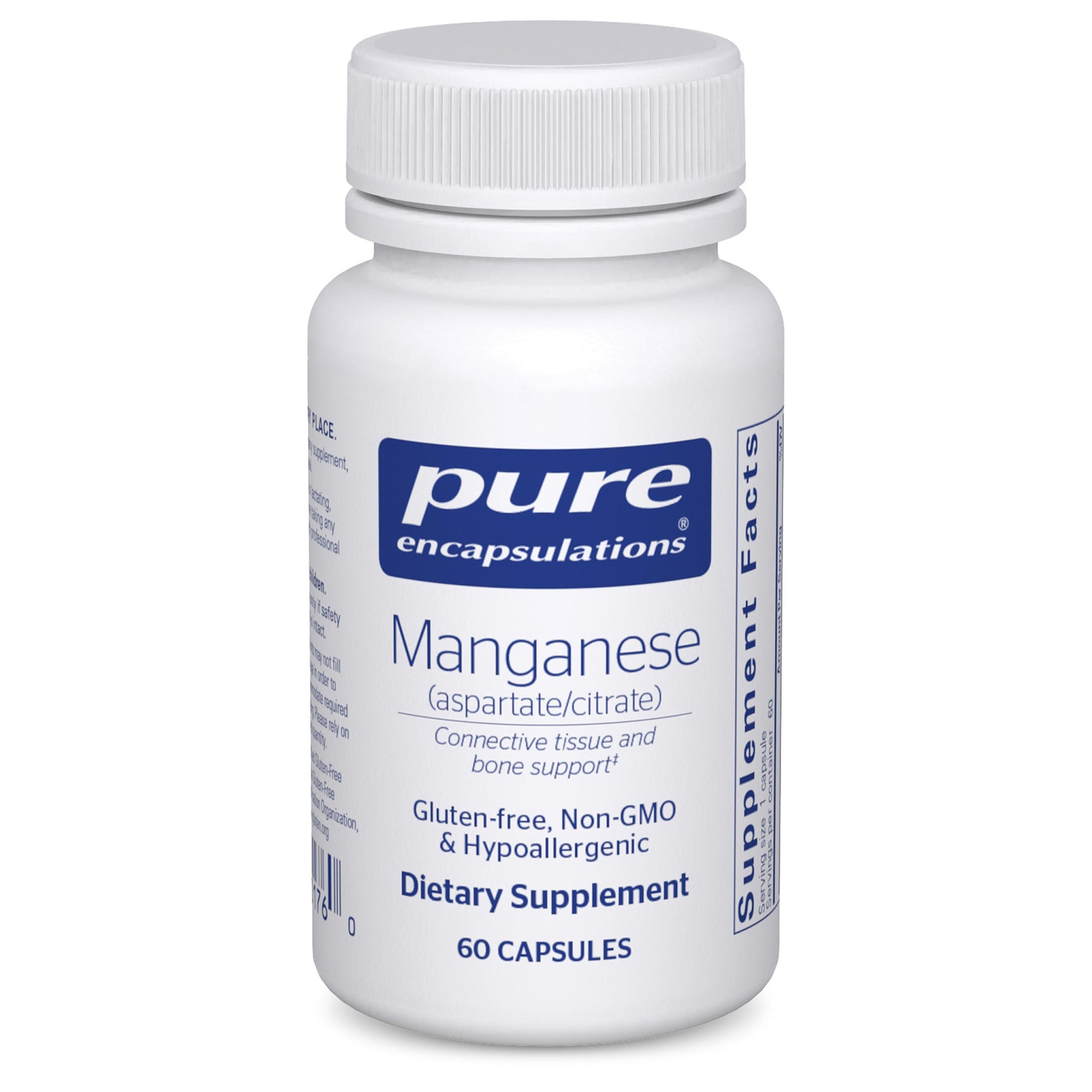 Bottle of Pure Encapsulations Manganese (Aspartate/Citrate) capsules