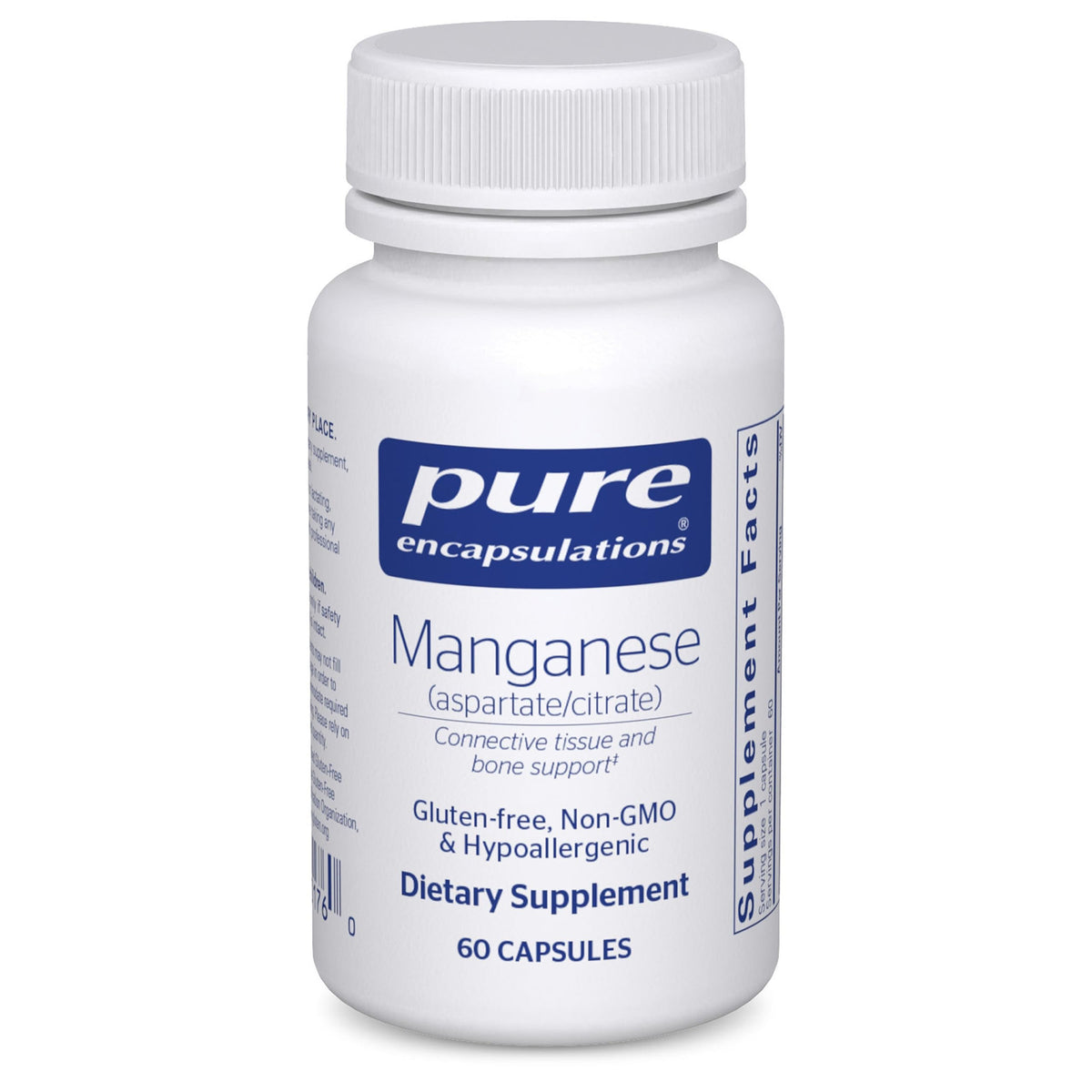 Bottle of Pure Encapsulations Manganese (Aspartate/Citrate) capsules