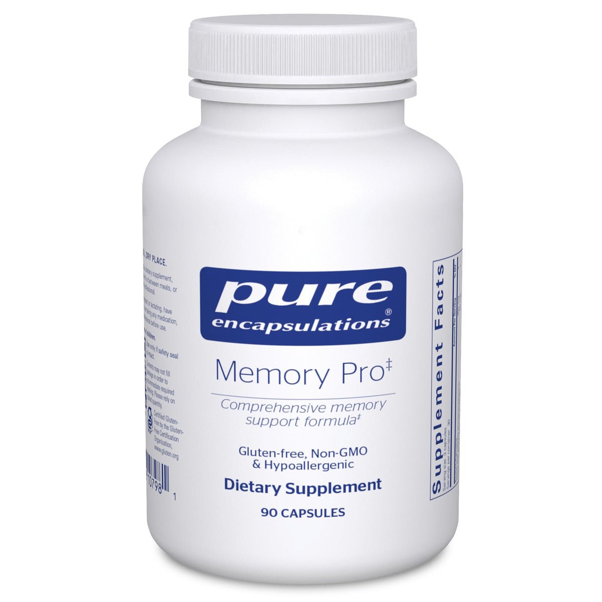 Pure Encapsulations Memory Pro bottle front for daily cognitive support.