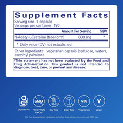 NAC 600 mg capsules arranged on white background