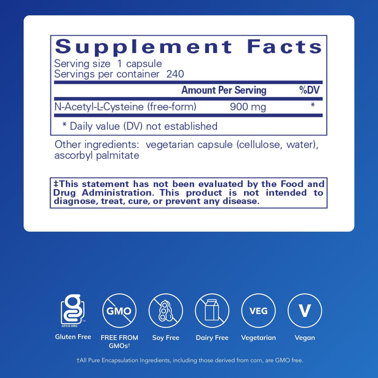 Close-up of NAC 900 mg capsules