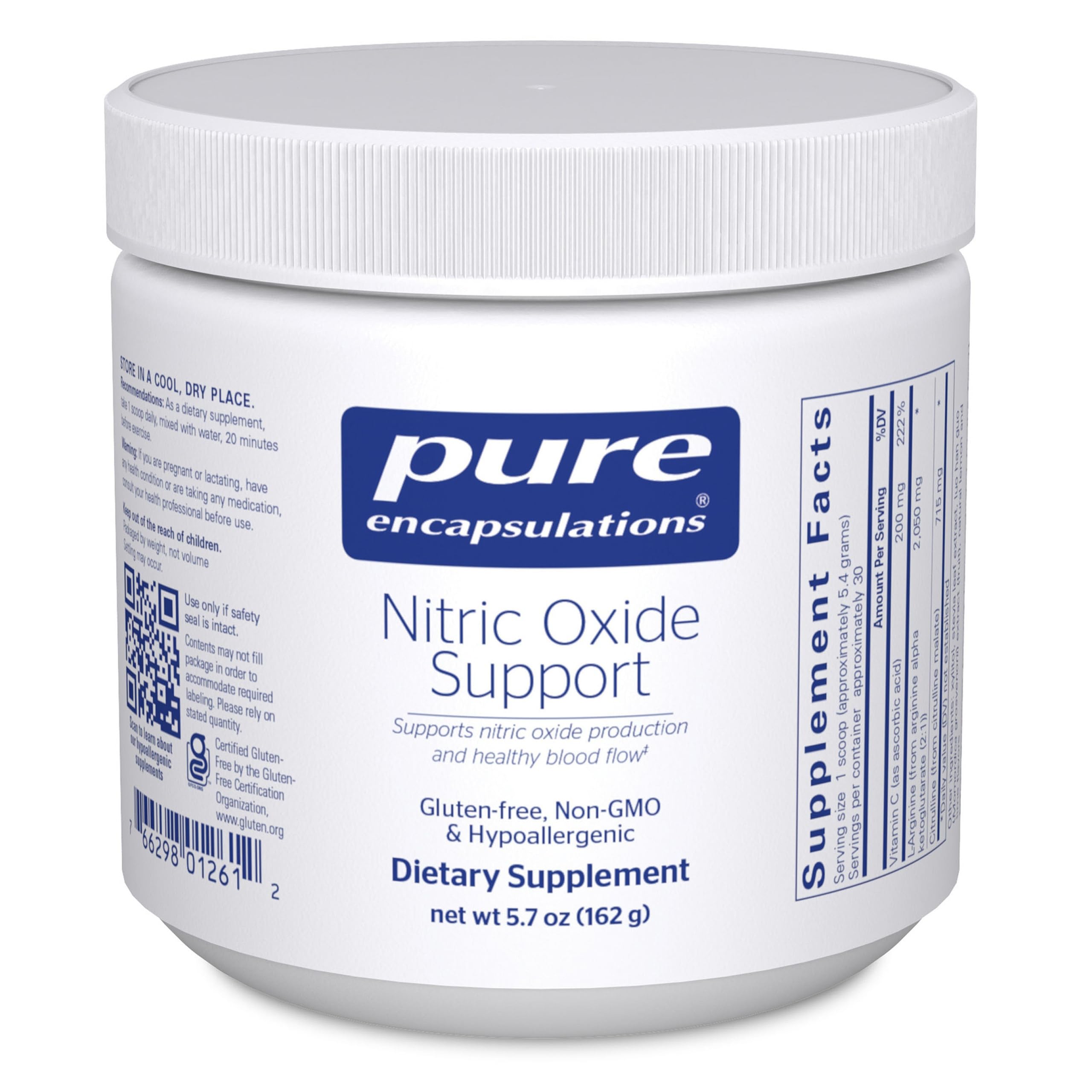 Pure Encapsulations Nitric Oxide Support bottle shown for workout energy support