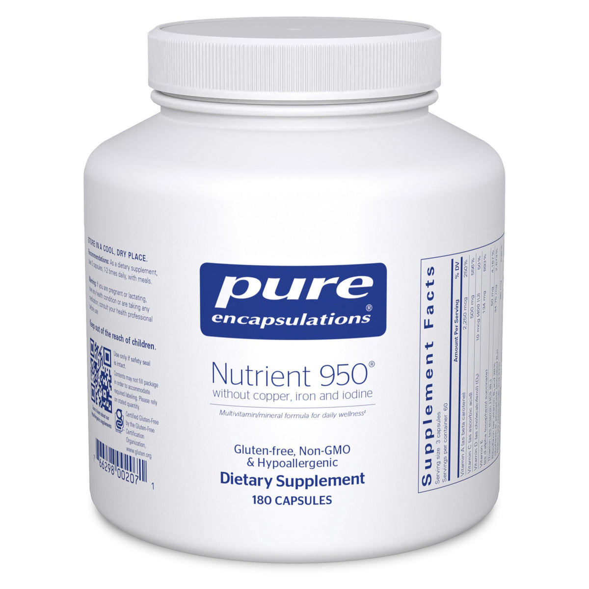 Pure Encapsulations Nutrient 950 bottle-front for daily wellness support.