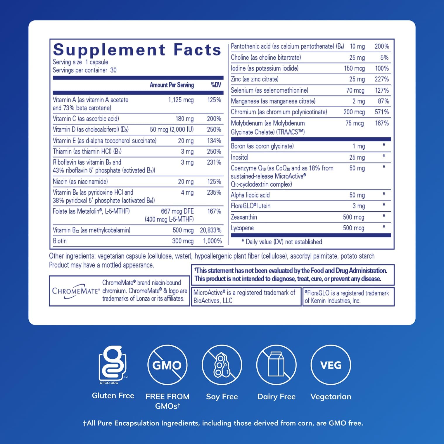 Pure Encapsulations O.N.E. capsules closeup showing easy daily dosing.