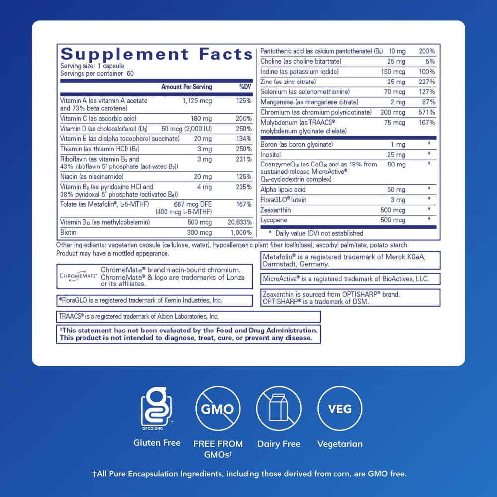 Pure Encapsulations O.N.E. capsules closeup highlighting CoQ10 inclusion