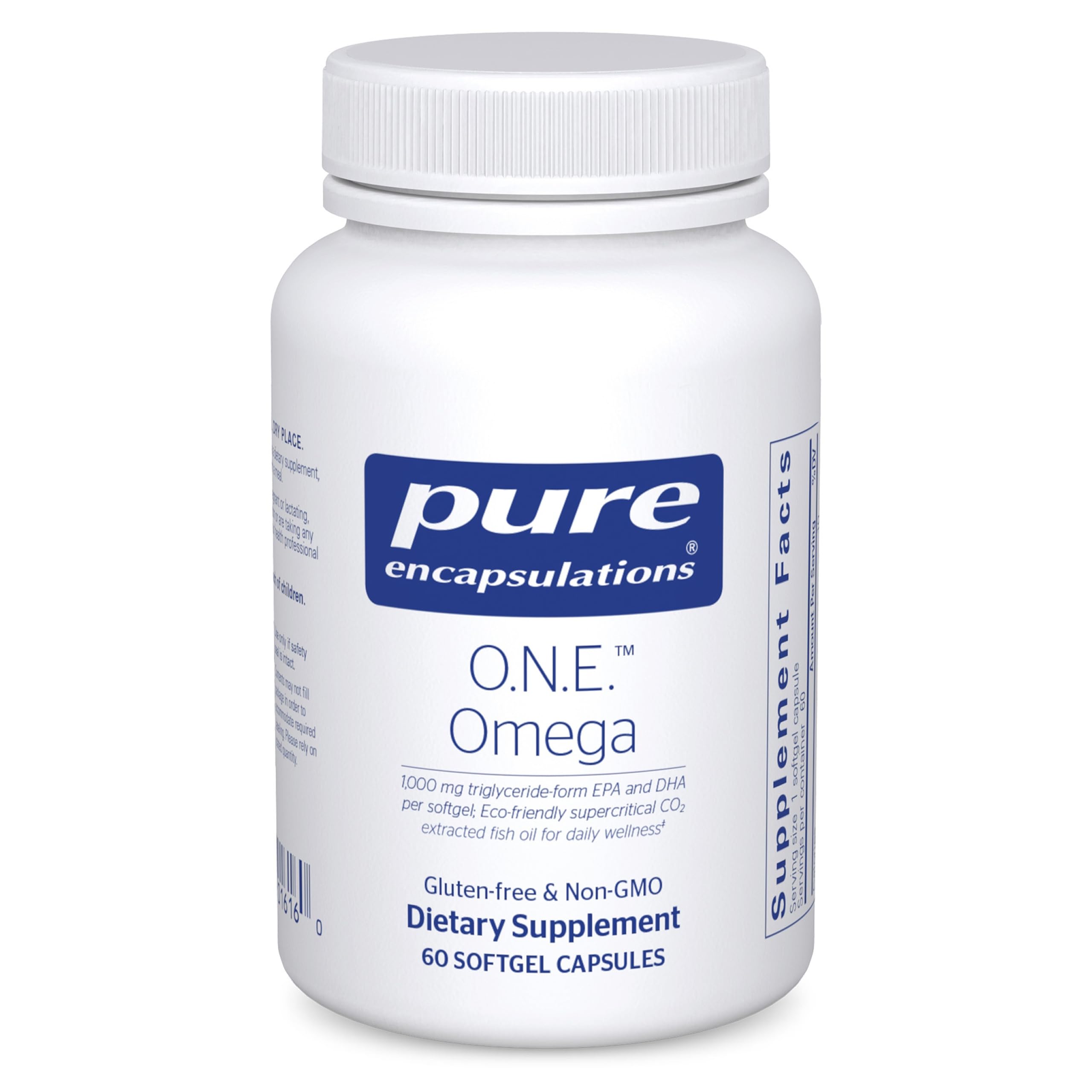 Pure Encapsulations O.N.E. Omega bottle with 60 softgels