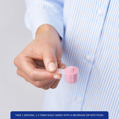 Serving suggestion showing powder in a glass