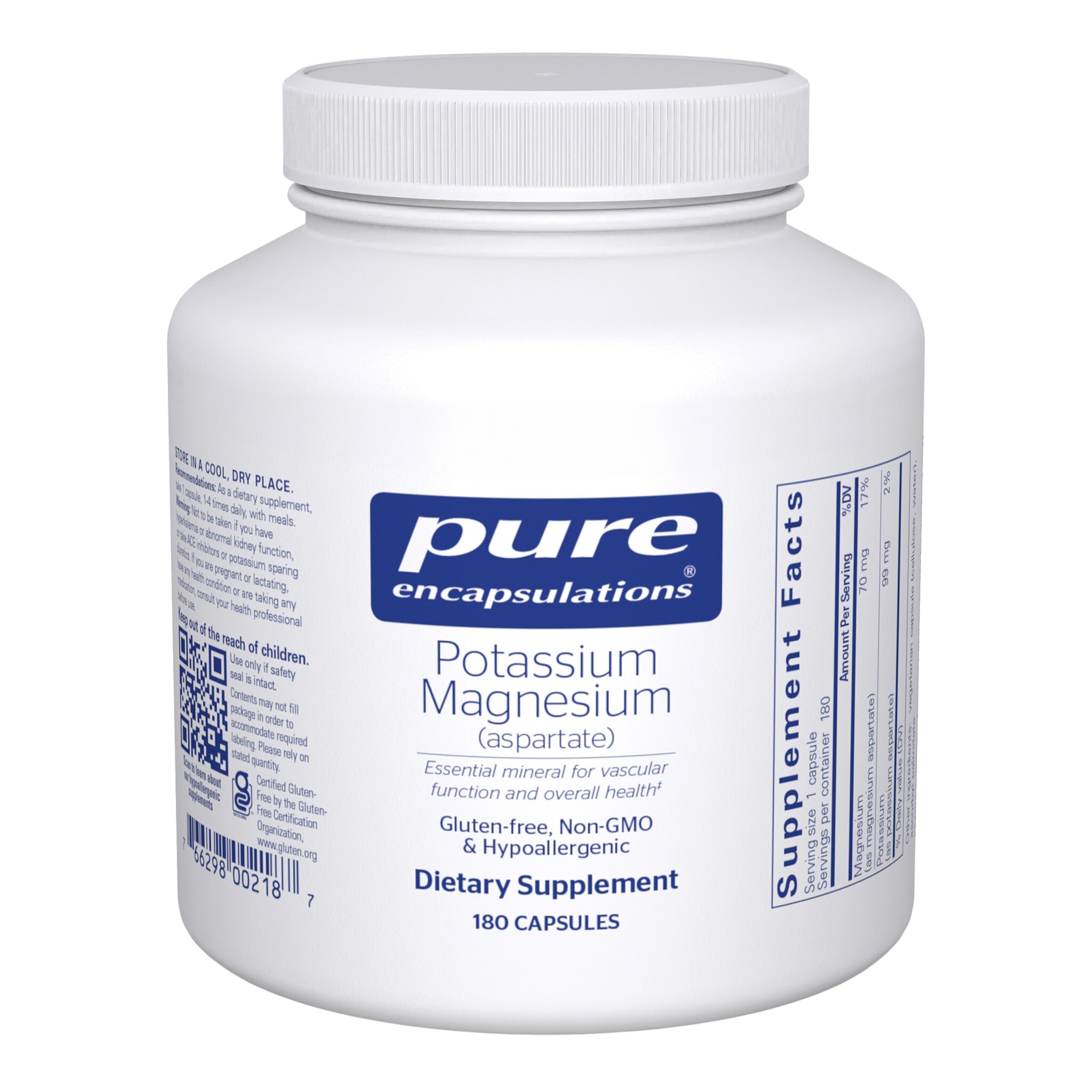 Bottle of Pure Encapsulations Potassium Magnesium (Aspartate) 180 capsules