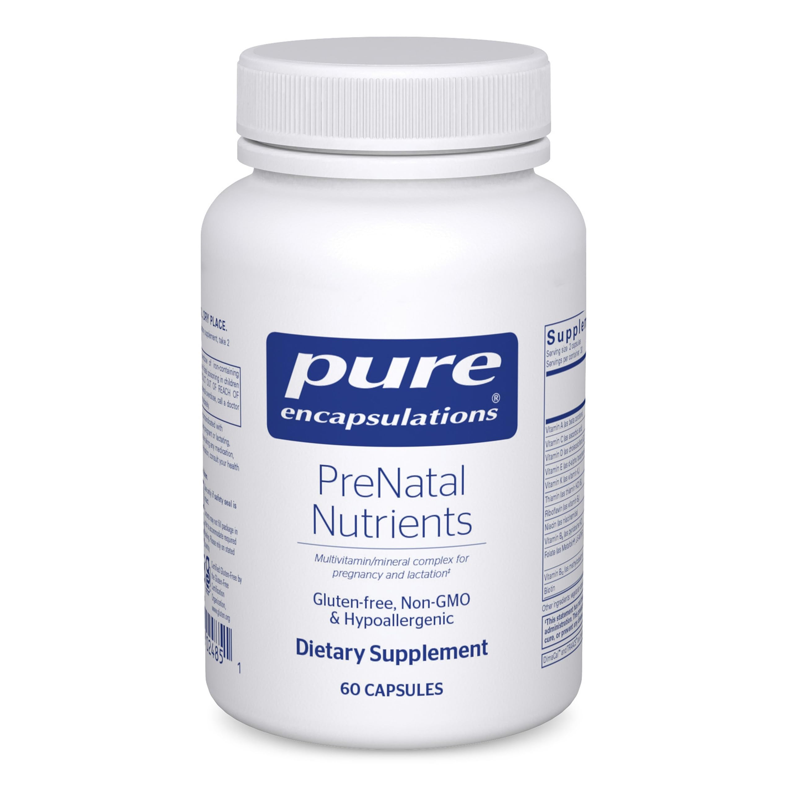 Bottle label for Pure Encapsulations PreNatal Nutrients