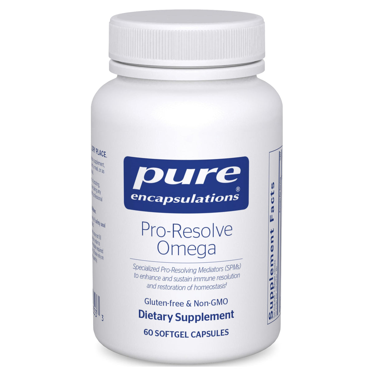 Front view of Pure Encapsulations Pro-Resolve Omega bottle on white background