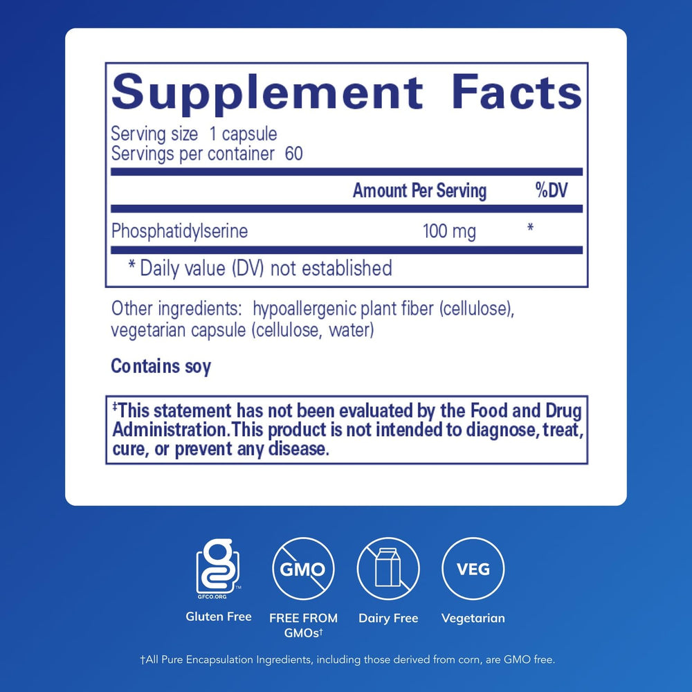 Pure Encapsulations PS 100 back label