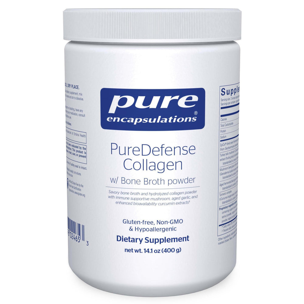 Bottle of PureDefense Collagen with Bone Broth – front view