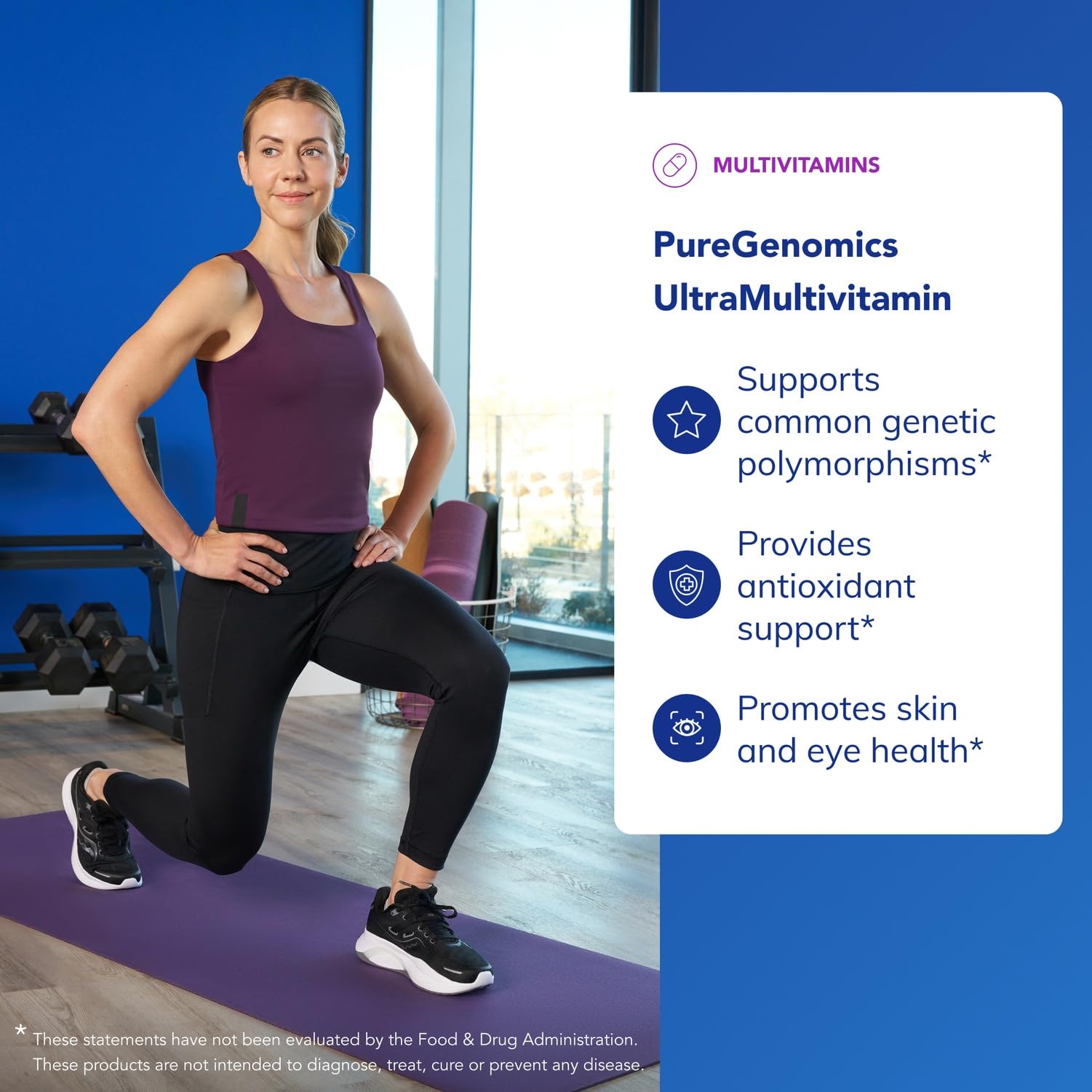 90-capsule bottle of PureGenomics UltraMultivitamin on white background