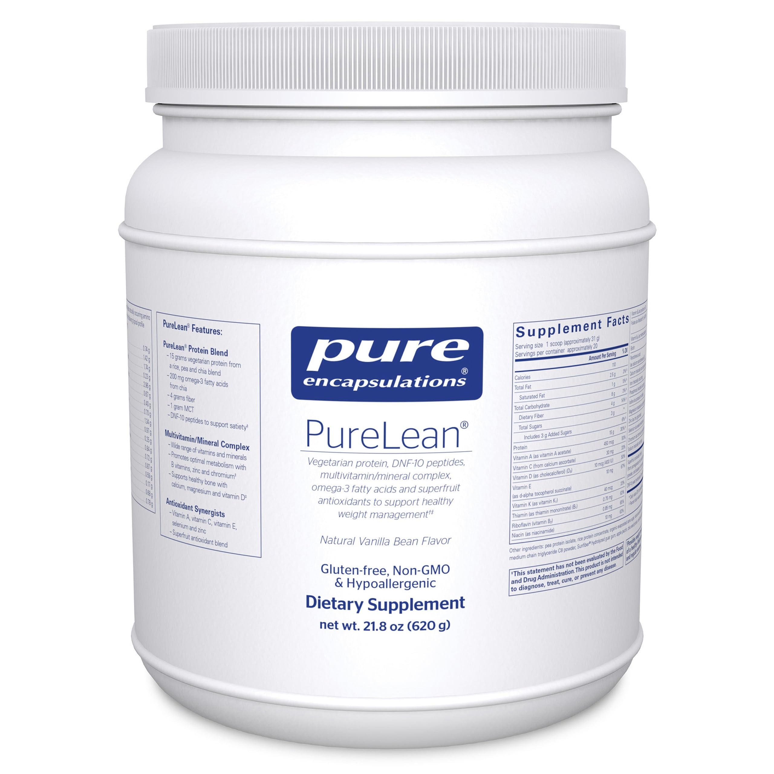 Pure Encapsulations PureLean Protein vanilla bottle front