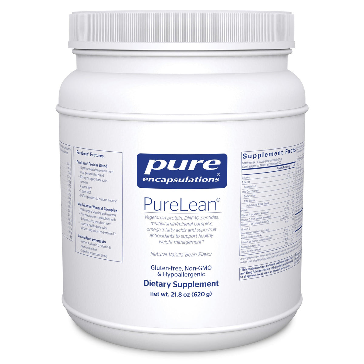 Pure Encapsulations PureLean Protein vanilla bottle front