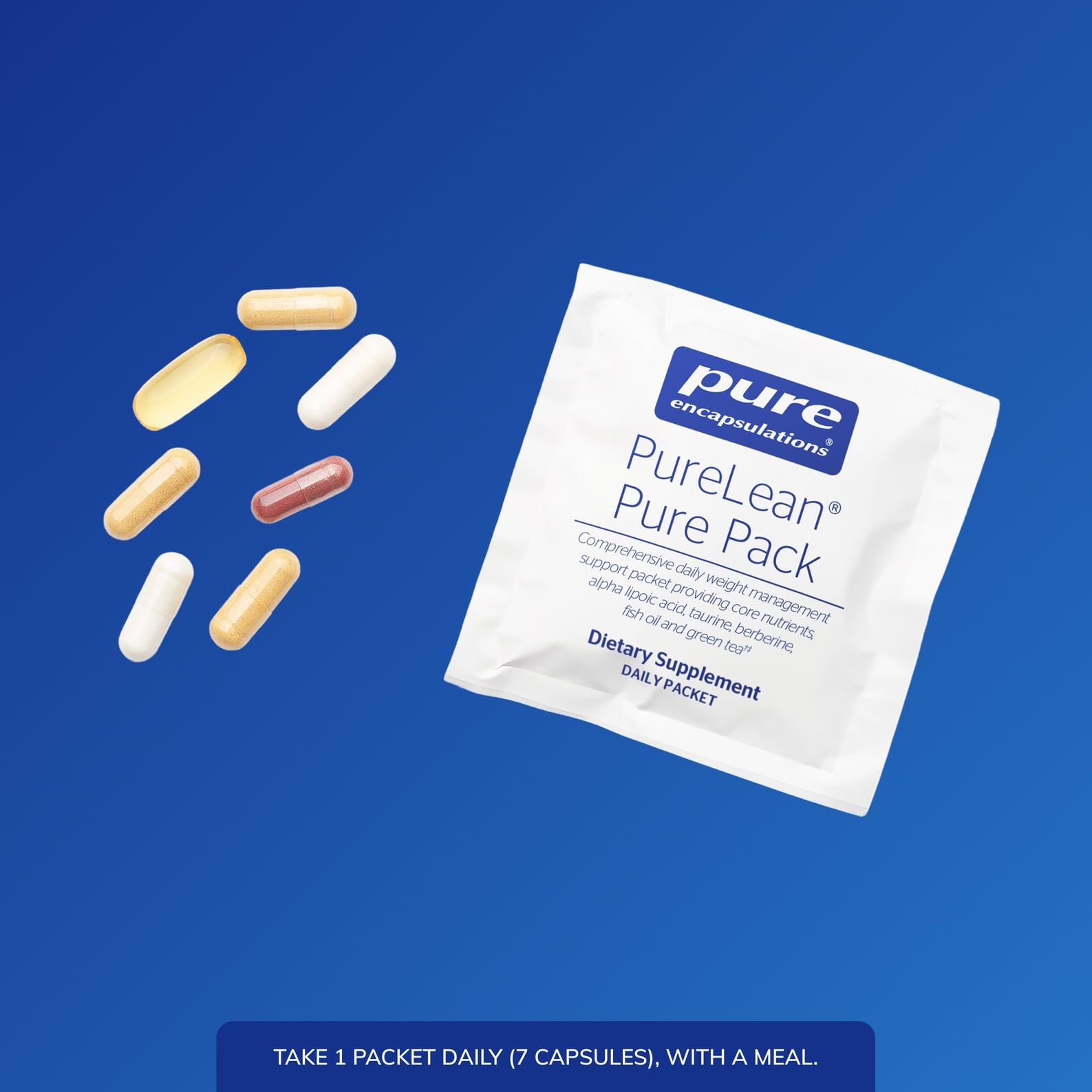 Pure Encapsulations PureLean Pure Pack capsules close-up emphasizes bioavailable B vitamins.