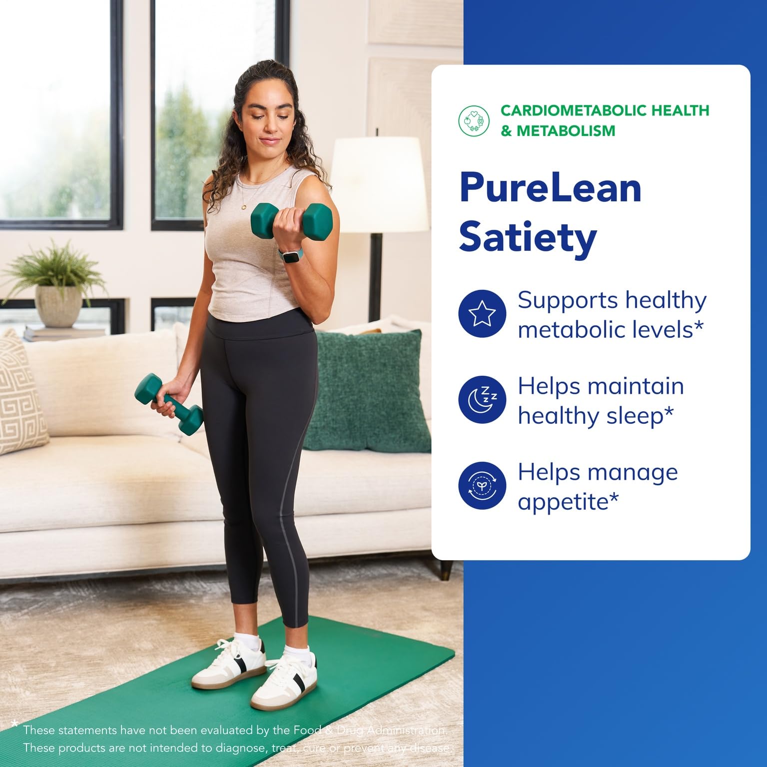 PureLean Satiety bottle on a kitchen counter suggesting daily routine use.