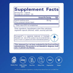 Pure Encapsulations Pycnogenol label closeup highlighting premium pine bark extract