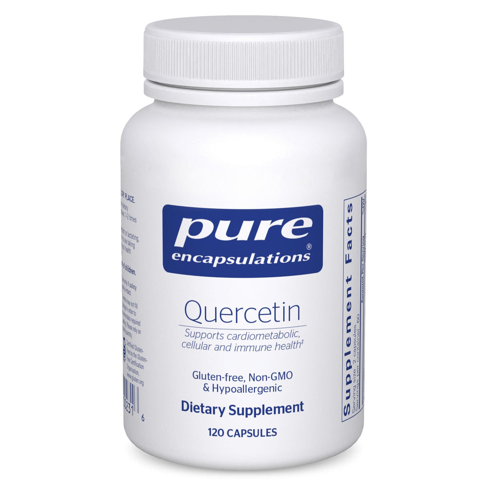 Front view of Pure Encapsulations Quercetin 500 mg bottle