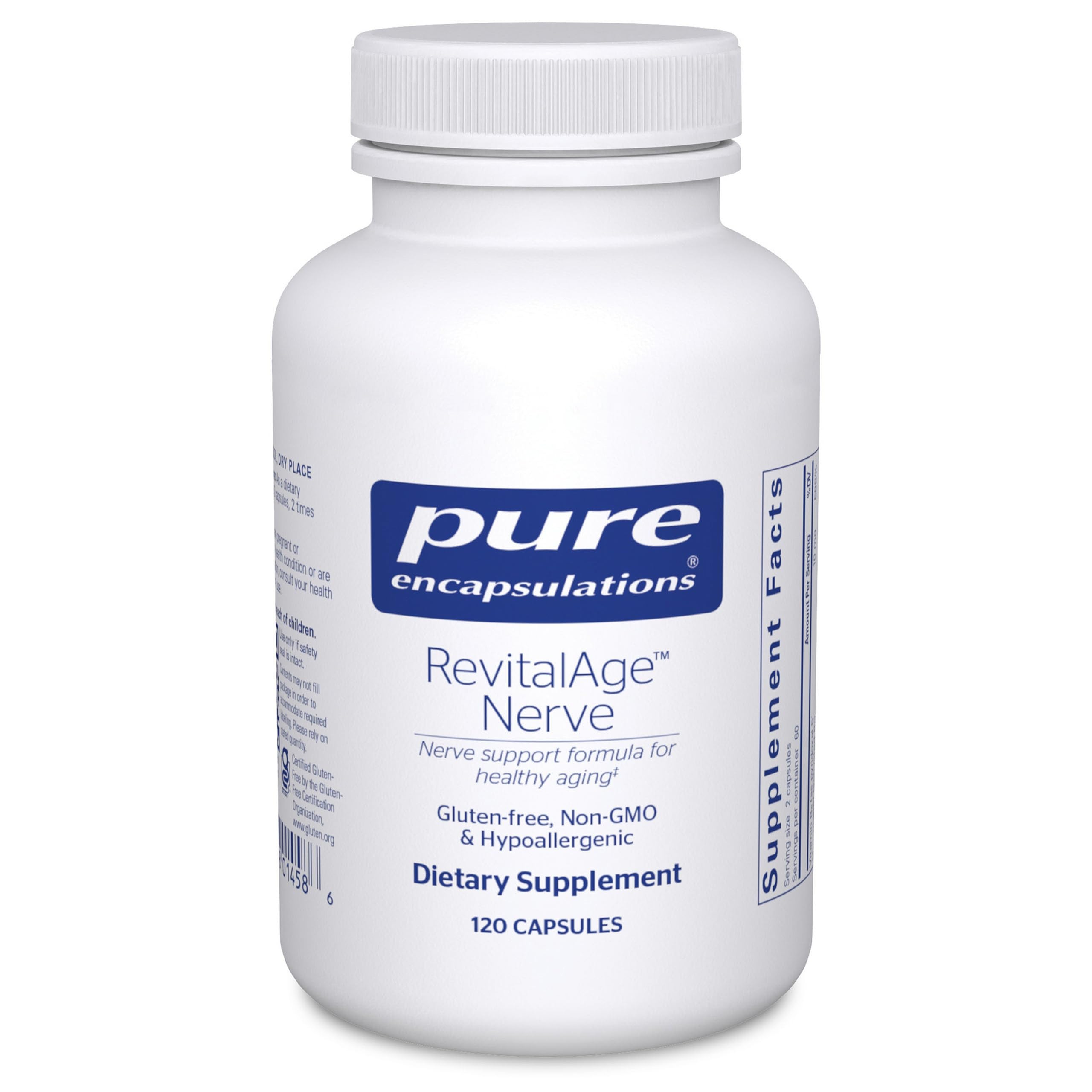 Pure Encapsulations Revita-Age Nerve bottle: convenient nerve support for everyday comfort.
