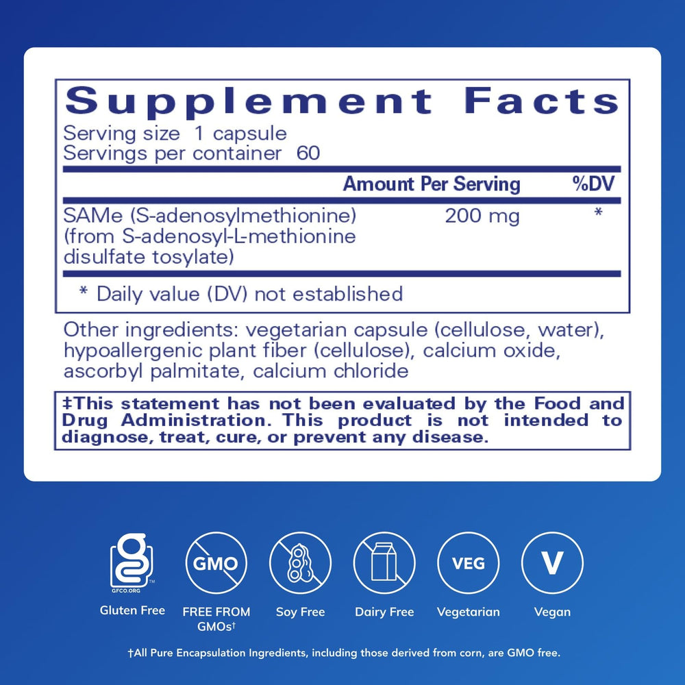 SAMe capsules bottle showing 60 capsules