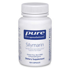 Pure Encapsulations Silymarin 120-cap bottle with 250 mg milk thistle capsules