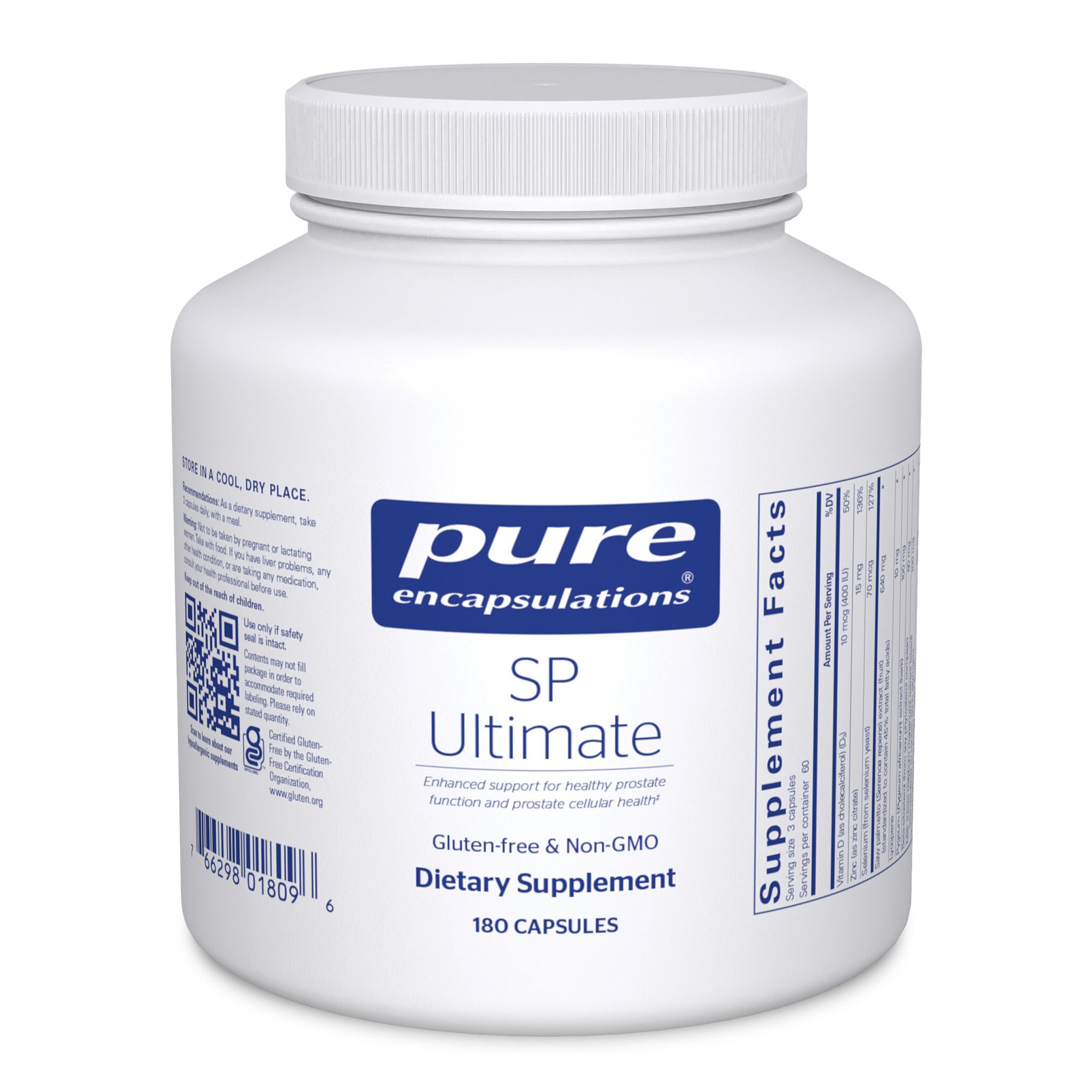 Pure Encapsulations SP Ultimate bottle showing prostate support capsules for daily wellness.