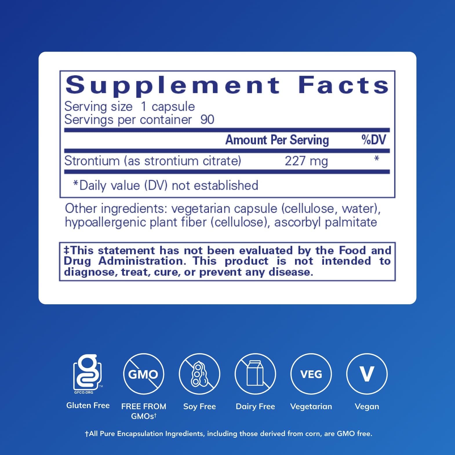 Close-up of Strontium (Citrate) bottle label
