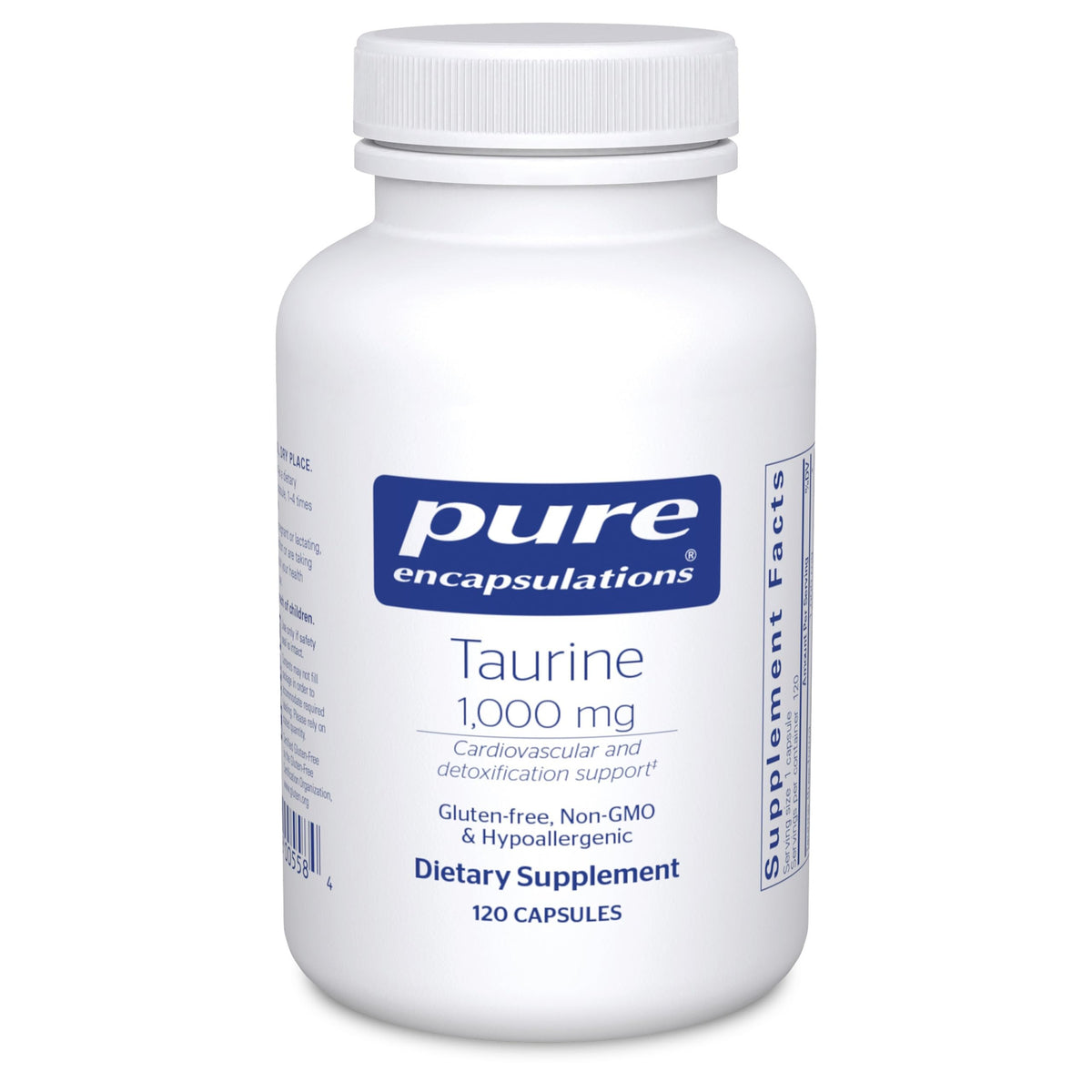 Pure Encapsulations Taurine 1000 mg bottle with 120 capsules