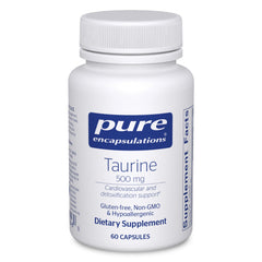 Front view of Pure Encapsulations Taurine 500 mg bottle with label
