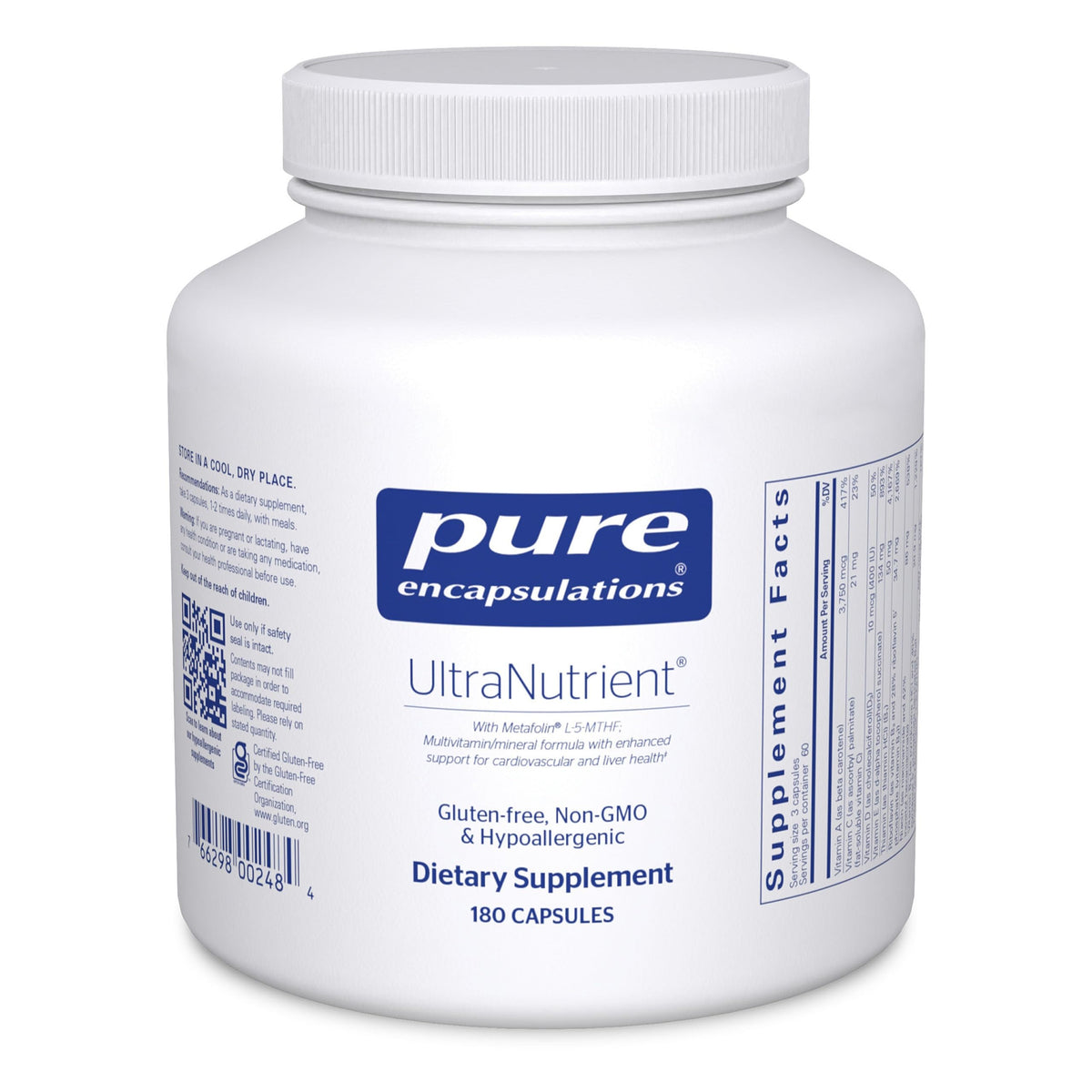Pure Encapsulations UltraNutrient minerals and multivitamins bottle - 180 capsules (hero image)
