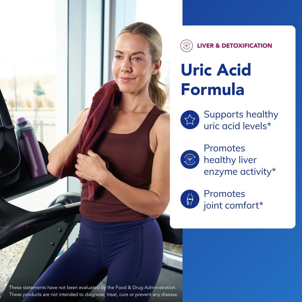 Pure Encapsulations Uric Acid Formula label close-up highlighting premium ingredients.