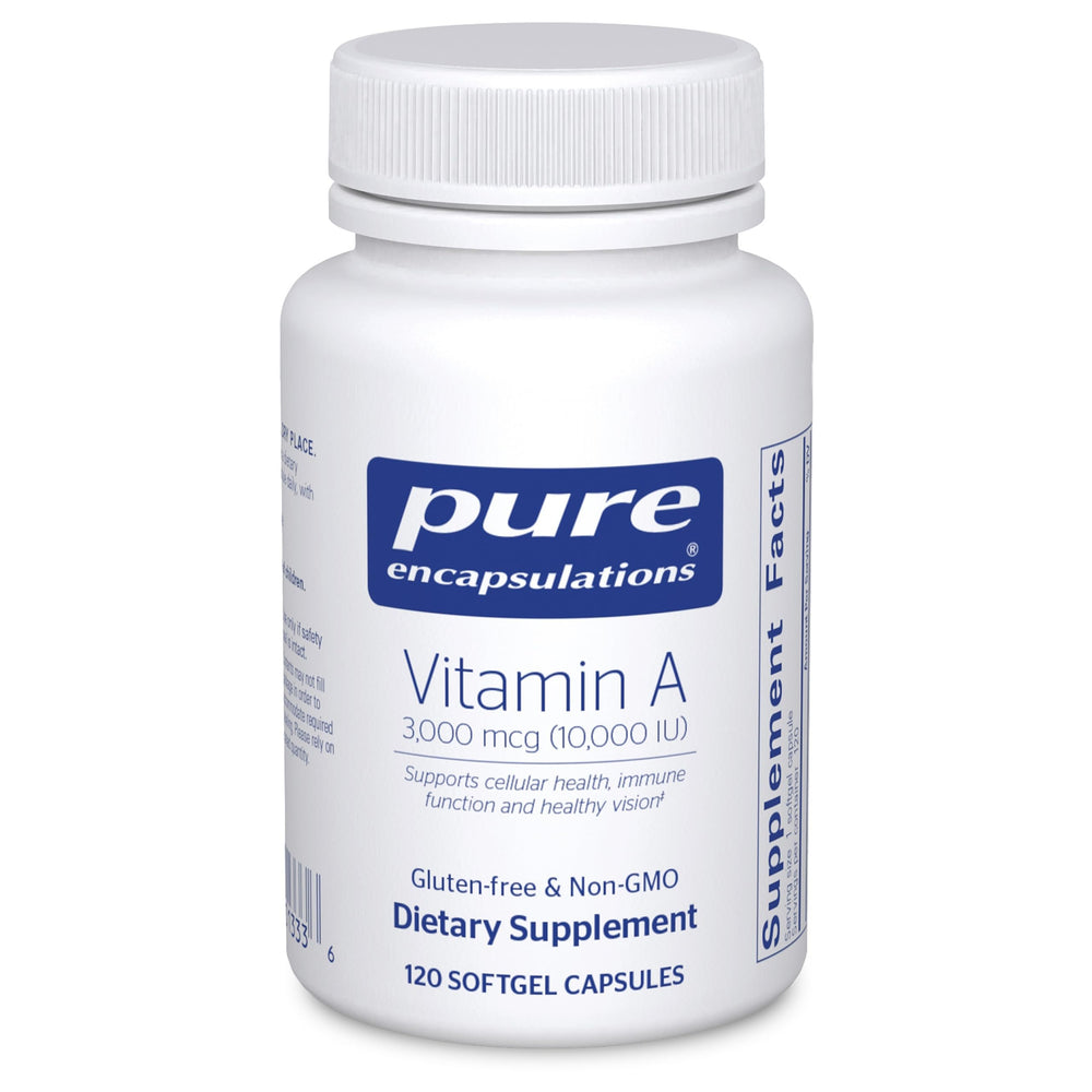 Bottle of Pure Encapsulations Vitamin A 3,000 mcg with Cod Liver Oil source